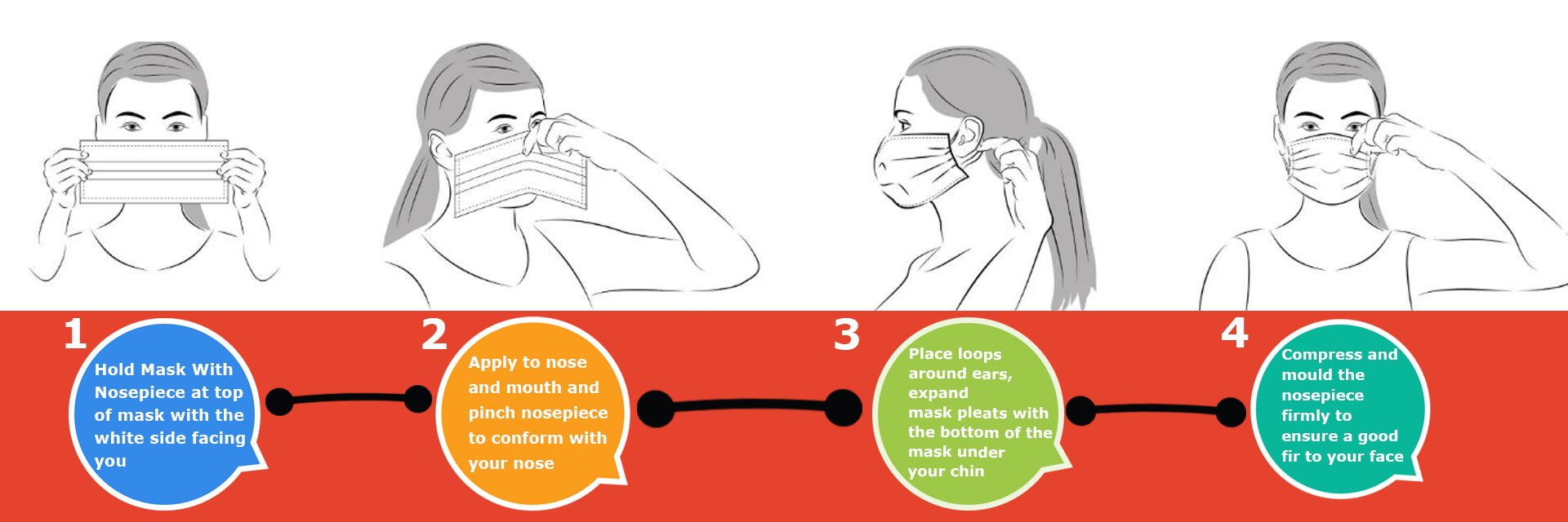 Hold mask with nosepiece at top of mask with the white side facing you
Hold mask with nosepiece at top of mask with the white side facing you