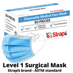 Level 1 Surgical Mask - Ear Loops - ASTM - STRAPIT Brand